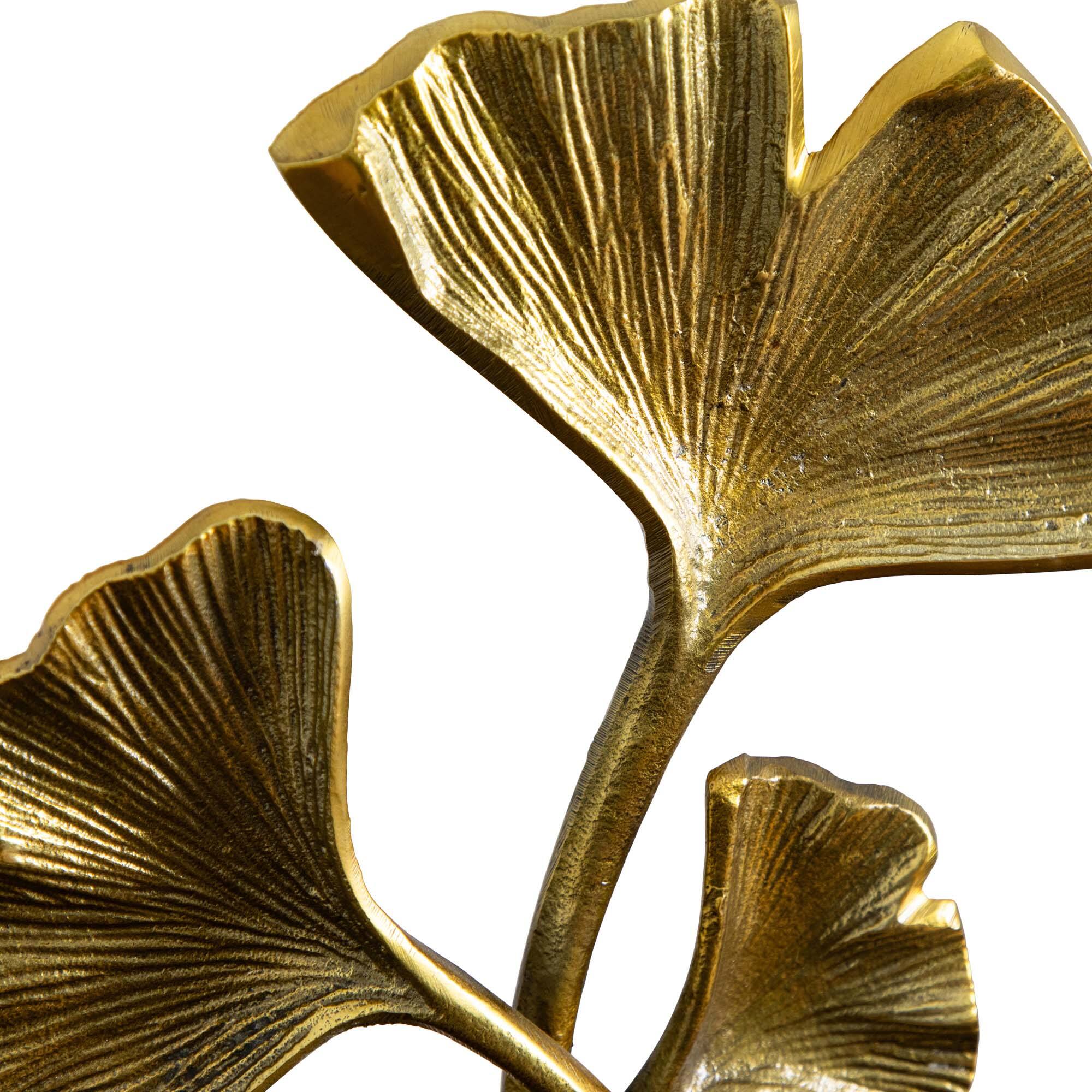 15" Gold Leaf Sculpture Decorative Accent